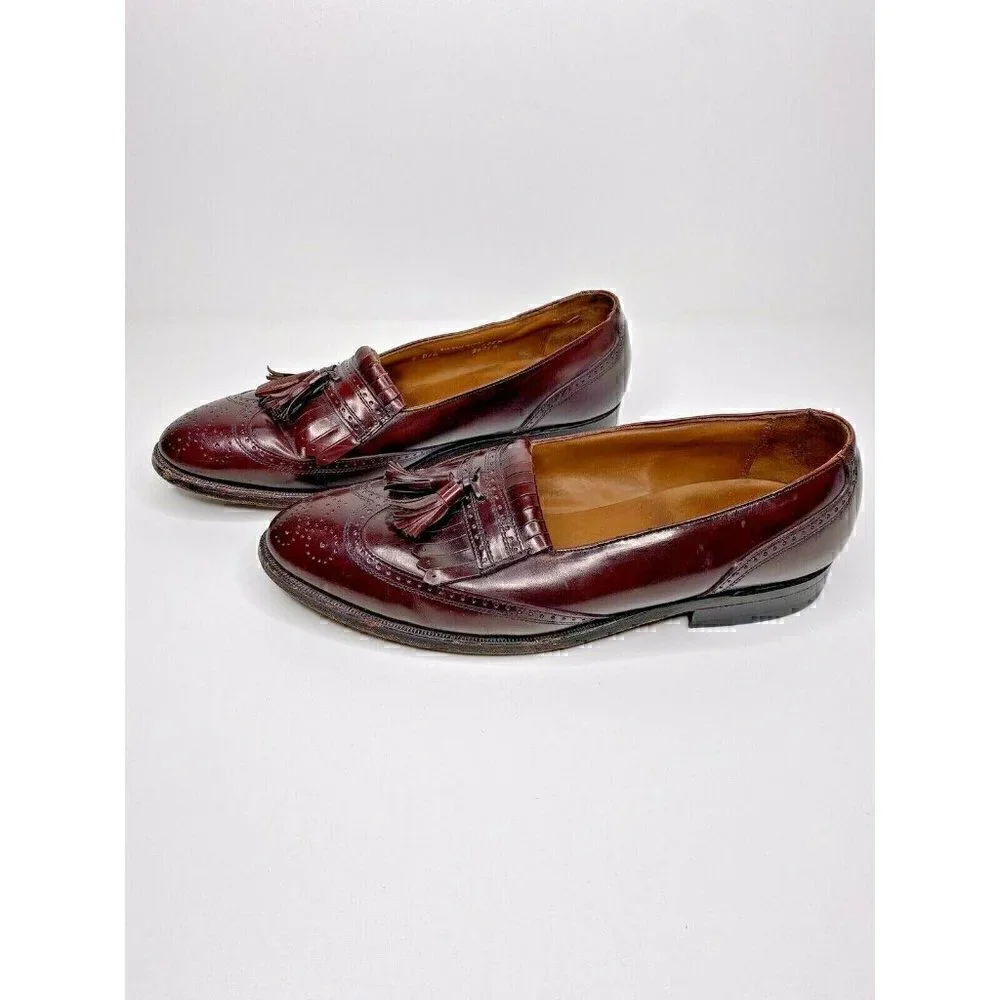 Bostonian Loafers Size 9 D/B Men's KILTIE Burgundy Leather Tassel Wingtip Slipon